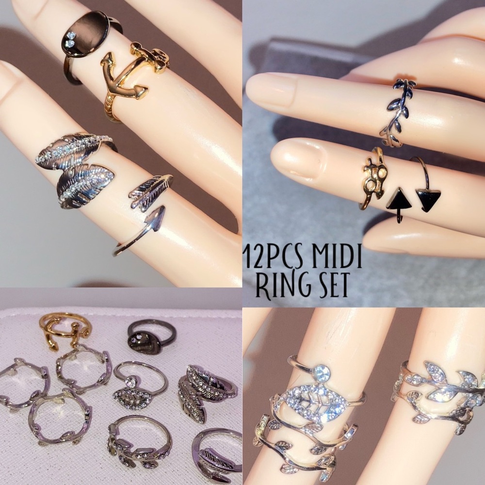 Fancy Mid Finger Tip Knuckle Rings Midi Ring Set
